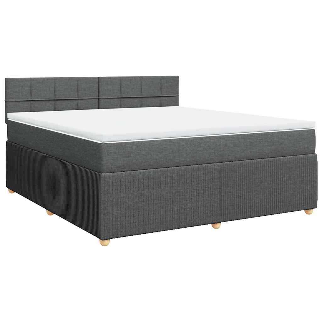 vidaXL Pat box spring cu saltea, gri închis, 180x200 cm, textil