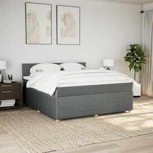 Box spring postel s matrací tmavě šedá 180x200 cm textil - obrázek 3