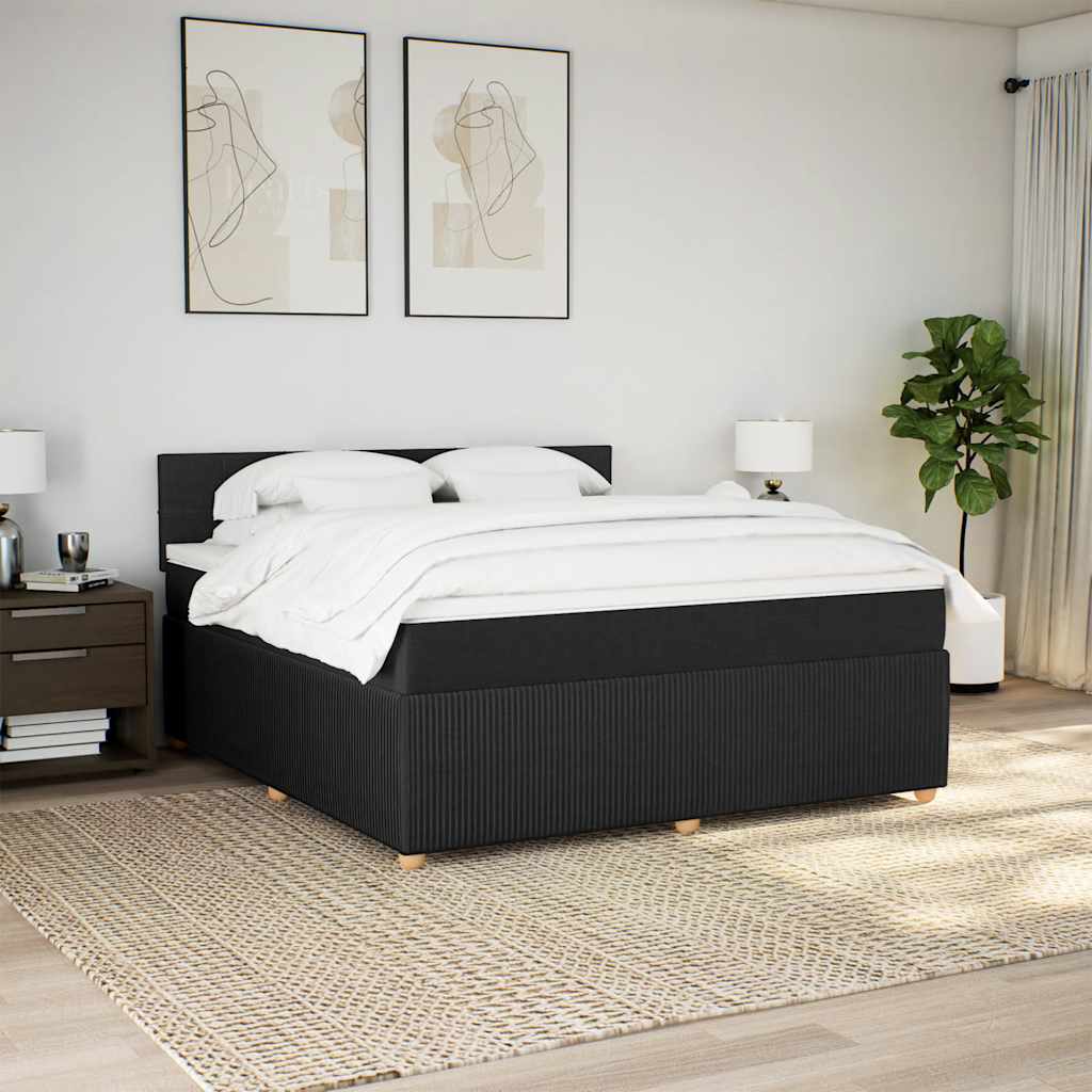 vidaXL Boxspring met matras stof zwart 180x200 cm, foto 2
