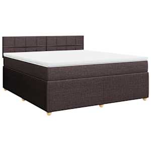 Box spring postel s matrací tmavě hnědá 180x200 cm textil - obrázek 2