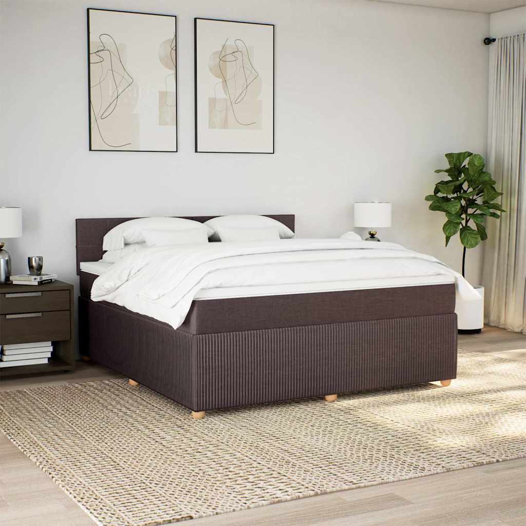 vidaXL Boxspring met matras stof donkerbruin 180x200 cm afbeelding