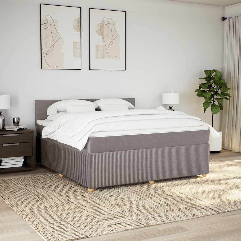 vidaXL Boxspring met matras stof taupe 180x200 cm afbeelding