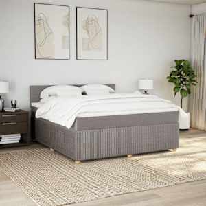 Box spring postel s matrací taupe 180x200 cm textil - obrázek 3