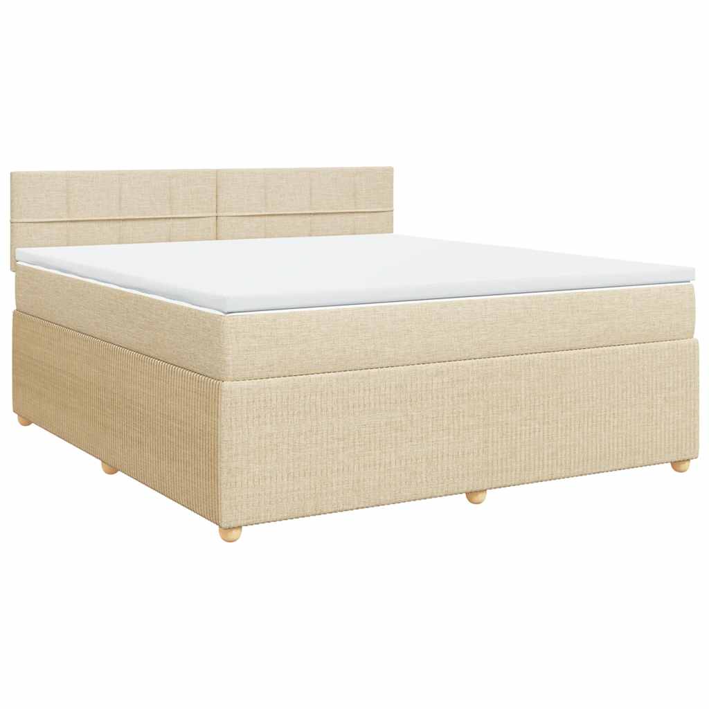 vidaXL Box spring postel s matrací krémová 180x200 cm textil
