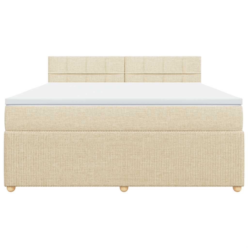 vidaXL Boxspring met matras stof crèmekleurig 180x200 cm, foto 4