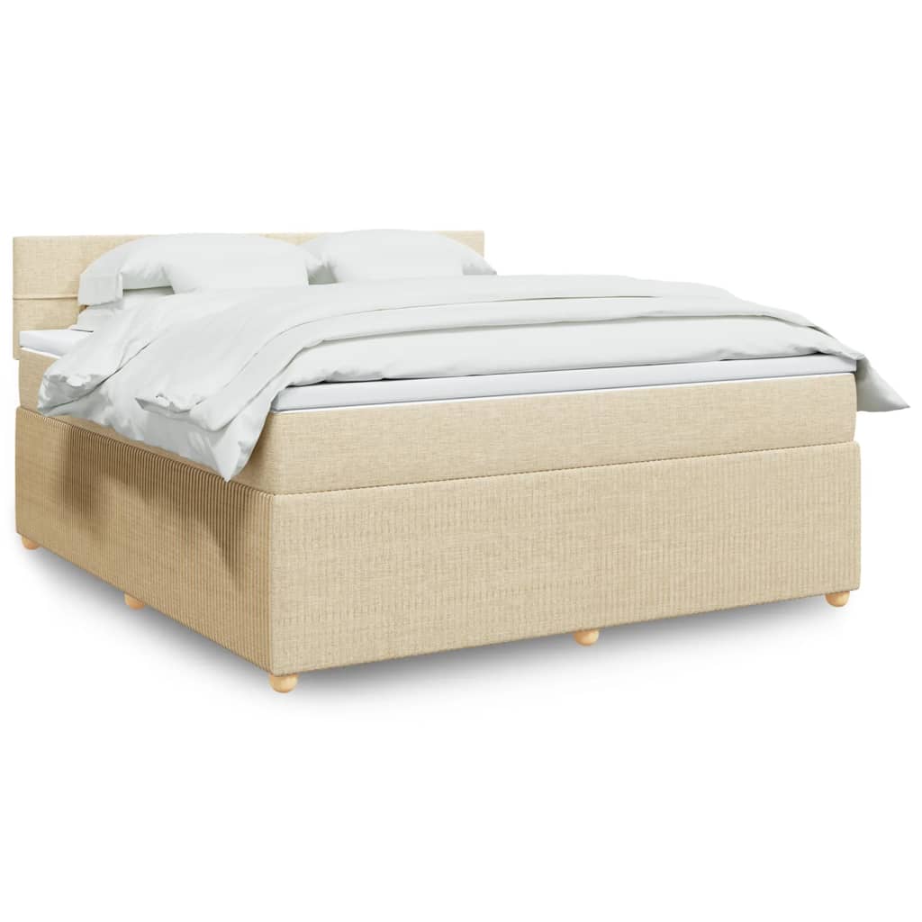 Boxspringbett mit Matratze Creme 180×200 cm Stoff