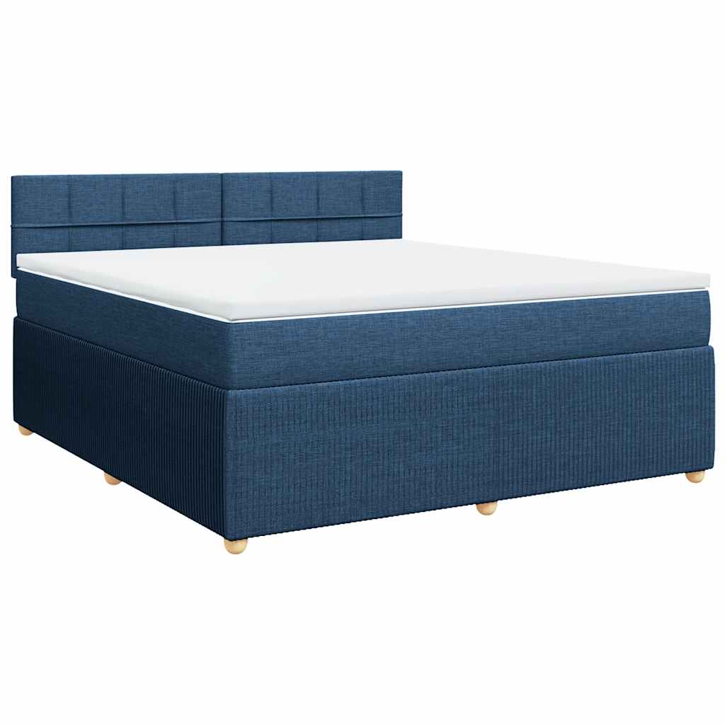 vidaXL Boxspring met matras stof blauw 180x200 cm, foto 3