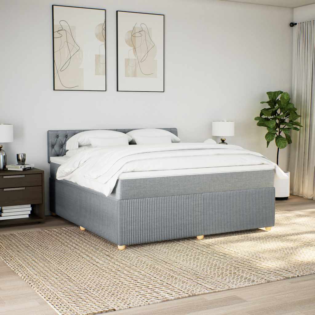 vidaXL Boxspring met matras stof lichtgrijs 180x200 cm grijs, foto 2