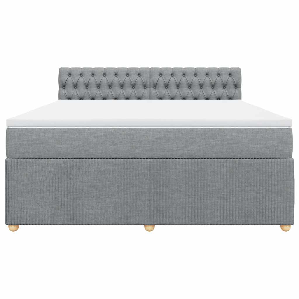 vidaXL Boxspring met matras stof lichtgrijs 180x200 cm grijs, foto 4