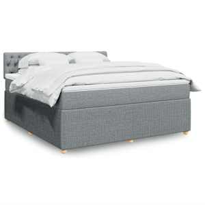 Box spring postel s matrací světle šedá 180 x 200 cm textil - obrázek 1
