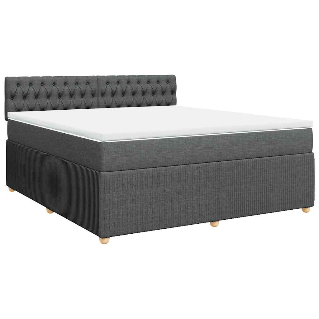 vidaXL Pat box spring cu saltea, gri închis, 180x200 cm, textil