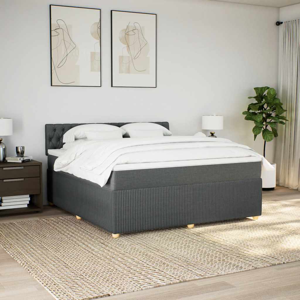 vidaXL Boxspring met matras stof donkergrijs 180x200 cm afbeelding