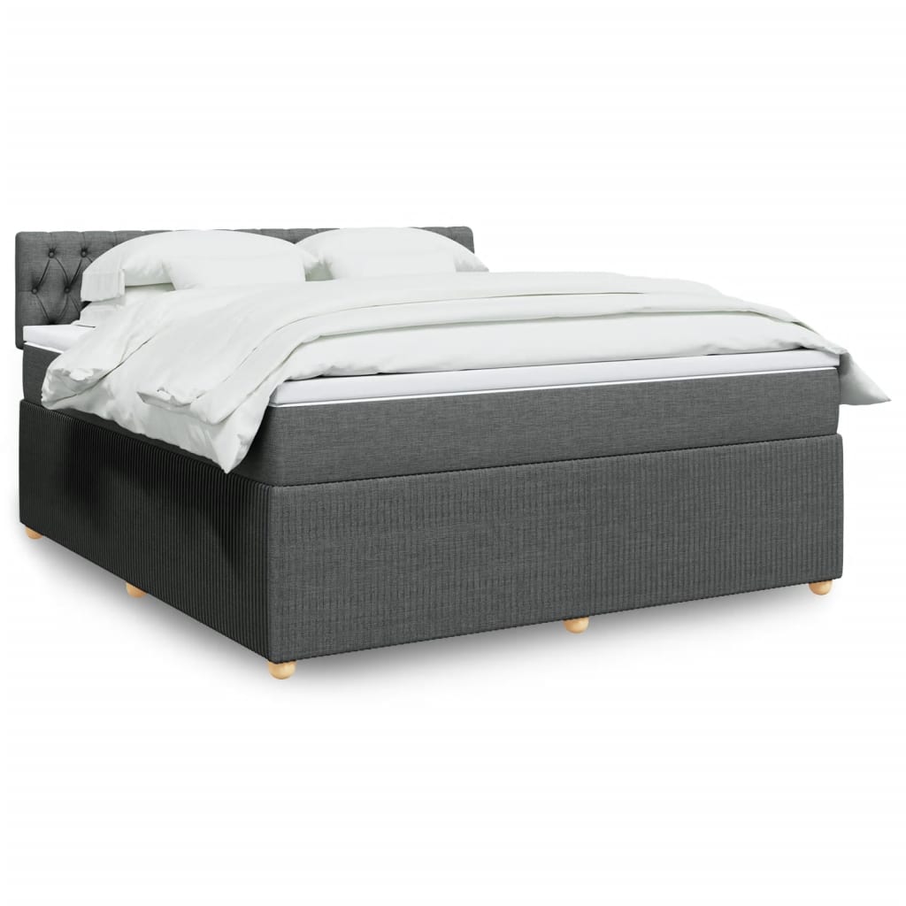 vidaXL Boxspringbett mit Matratze Dunkelgrau 180x200 cm Stoff