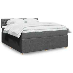 Box spring postel s matrací tmavě šedá 180x200 cm textil - obrázek 1
