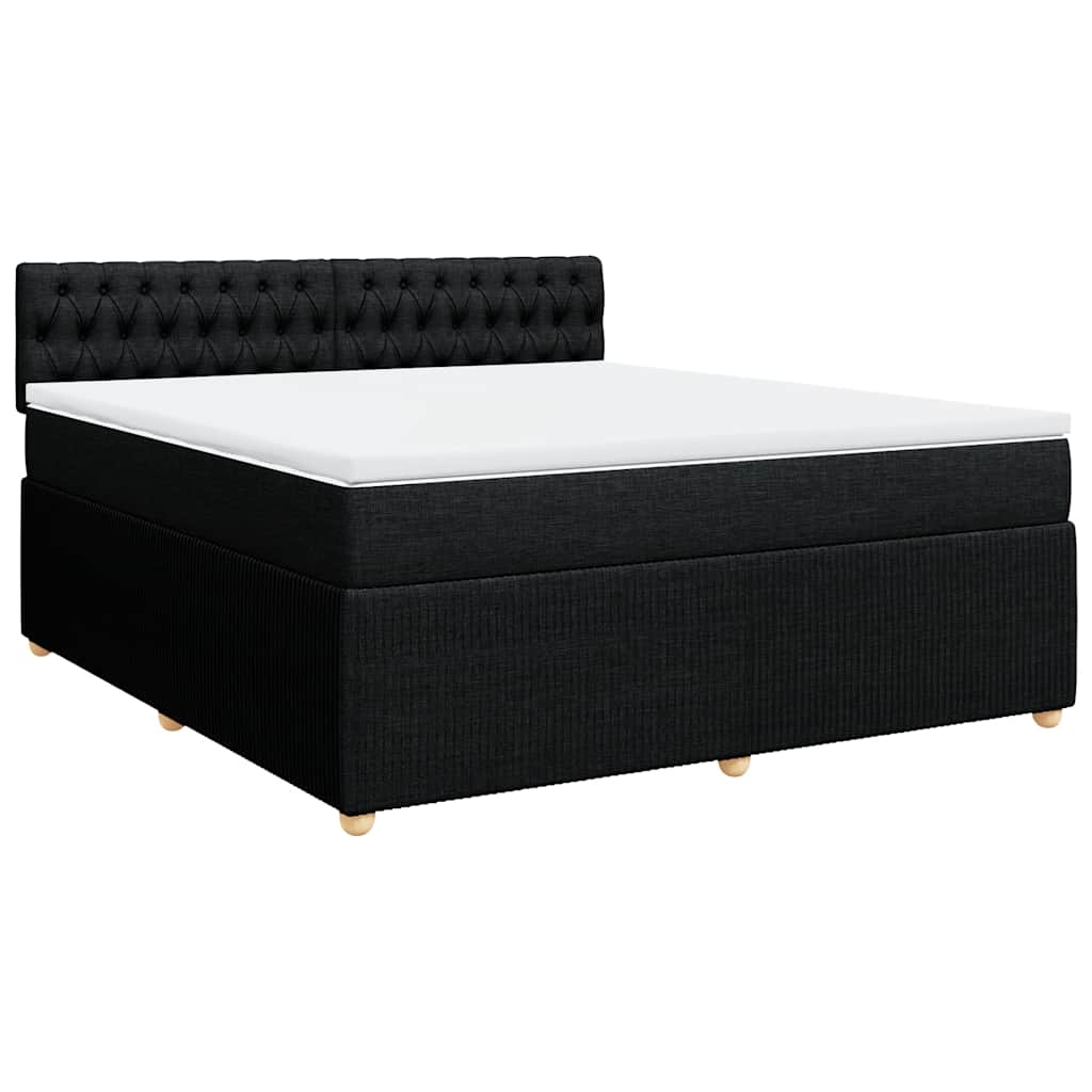 vidaXL Box spring postel s matrací černá 180x200 cm textil