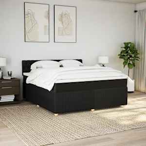 Box spring postel s matrací černá 180x200 cm textil - obrázek 3