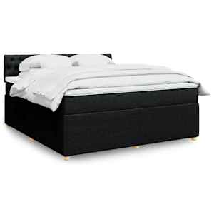 Box spring postel s matrací černá 180x200 cm textil - obrázek 1
