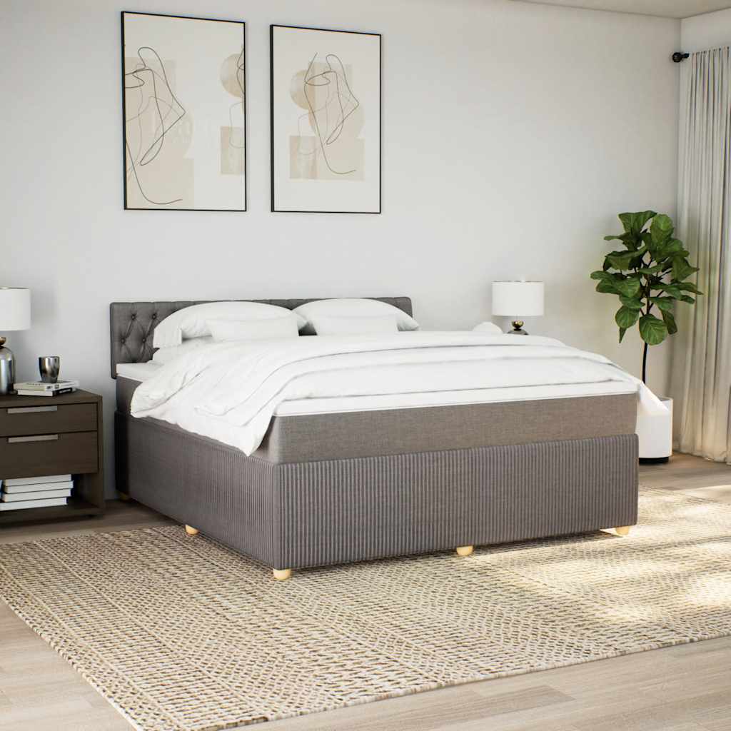 vidaXL Boxspring met matras stof taupe 180x200 cm afbeelding