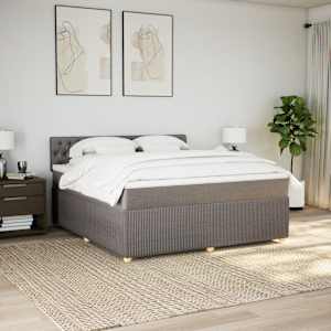 vidaXL Boxspring met matras stof taupe 180x200 cm