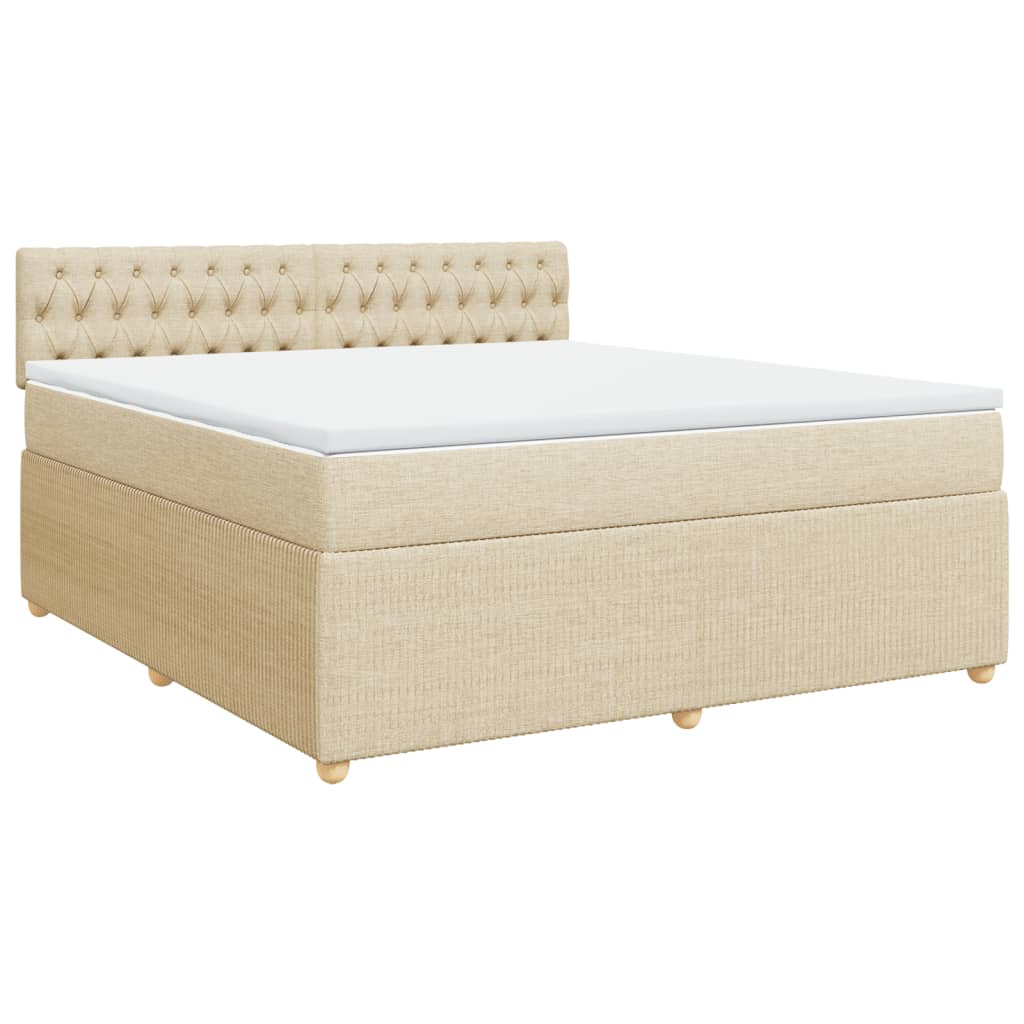 vidaXL Box spring postel s matrací krémová 180x200 cm textil