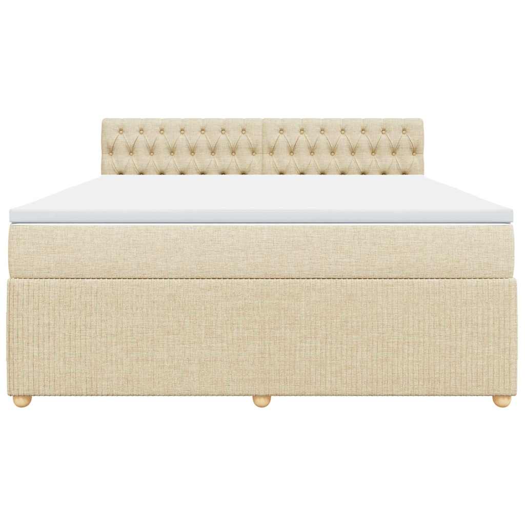 vidaXL Boxspring met matras stof crèmekleurig 180x200 cm, foto 4