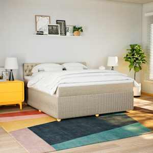 Box spring postel s matrací krémová 180x200 cm textil - obrázek 3