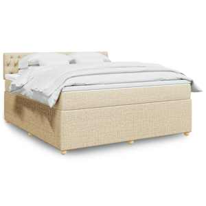 Box spring postelja z vzmetnico krem 180x200 cm blago