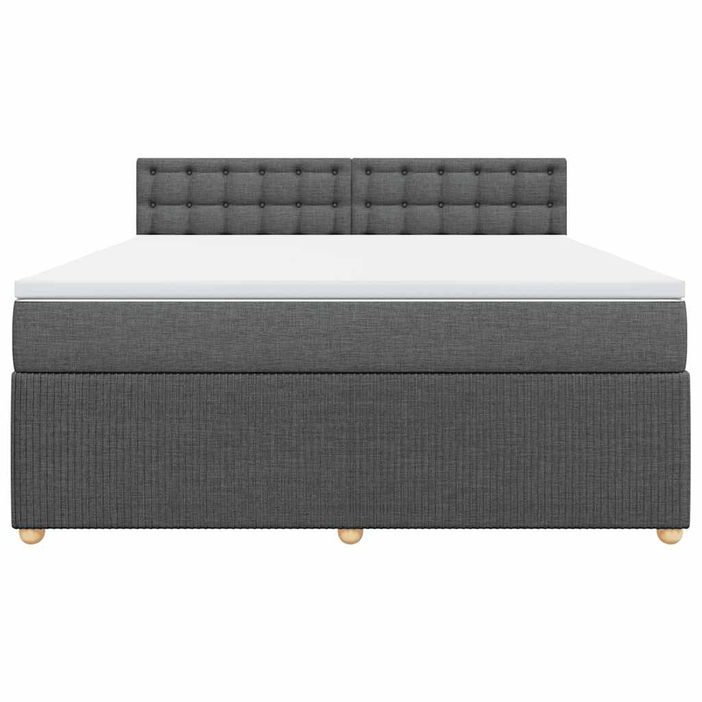 vidaXL Boxspring met matras stof donkergrijs 180x200 cm grijs, foto 4