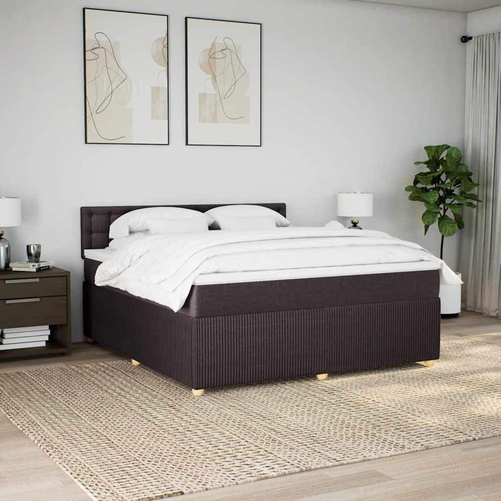 vidaXL Boxspring met matras stof donkerbruin 180x200 cm afbeelding