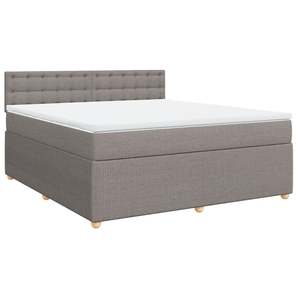 vidaXL Box spring postelja z vzmetnico taupe 180x200 cm blago