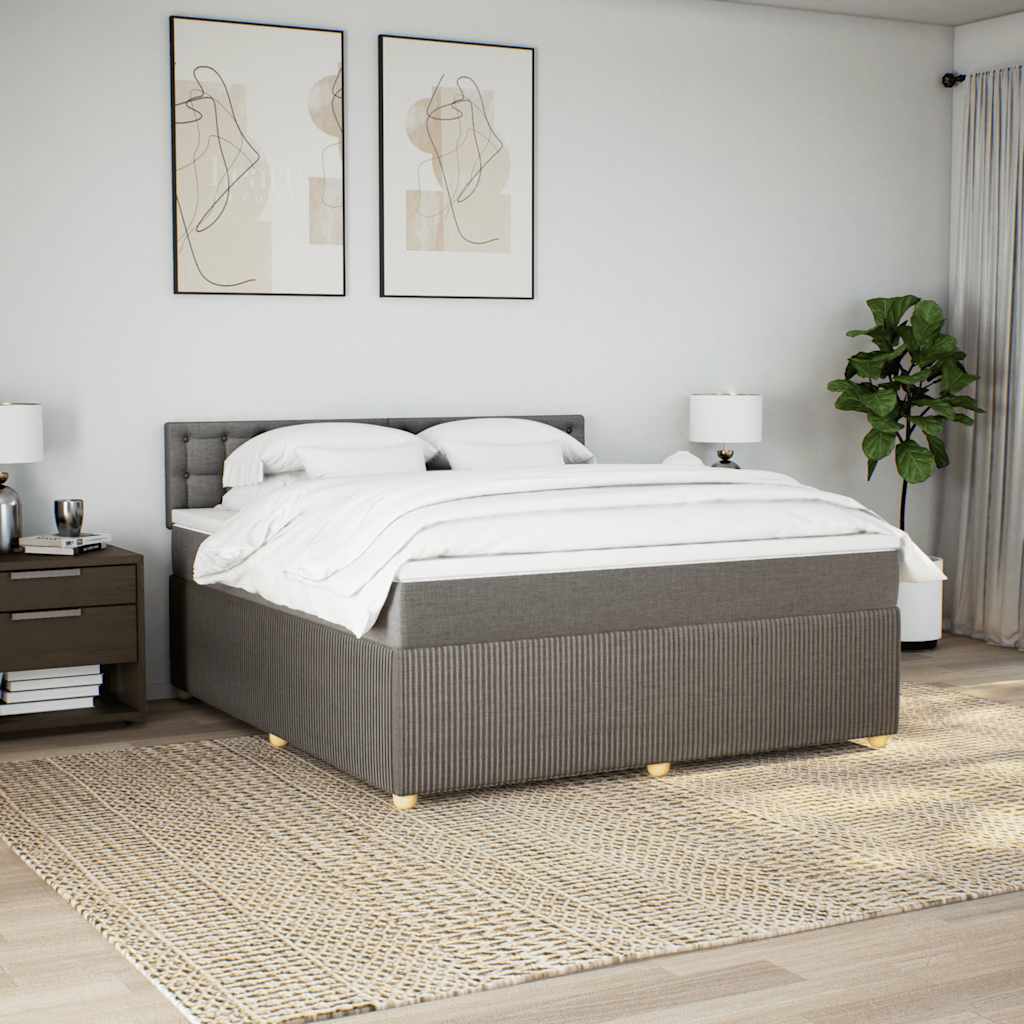 vidaXL Boxspring met matras stof taupe 180x200 cm afbeelding