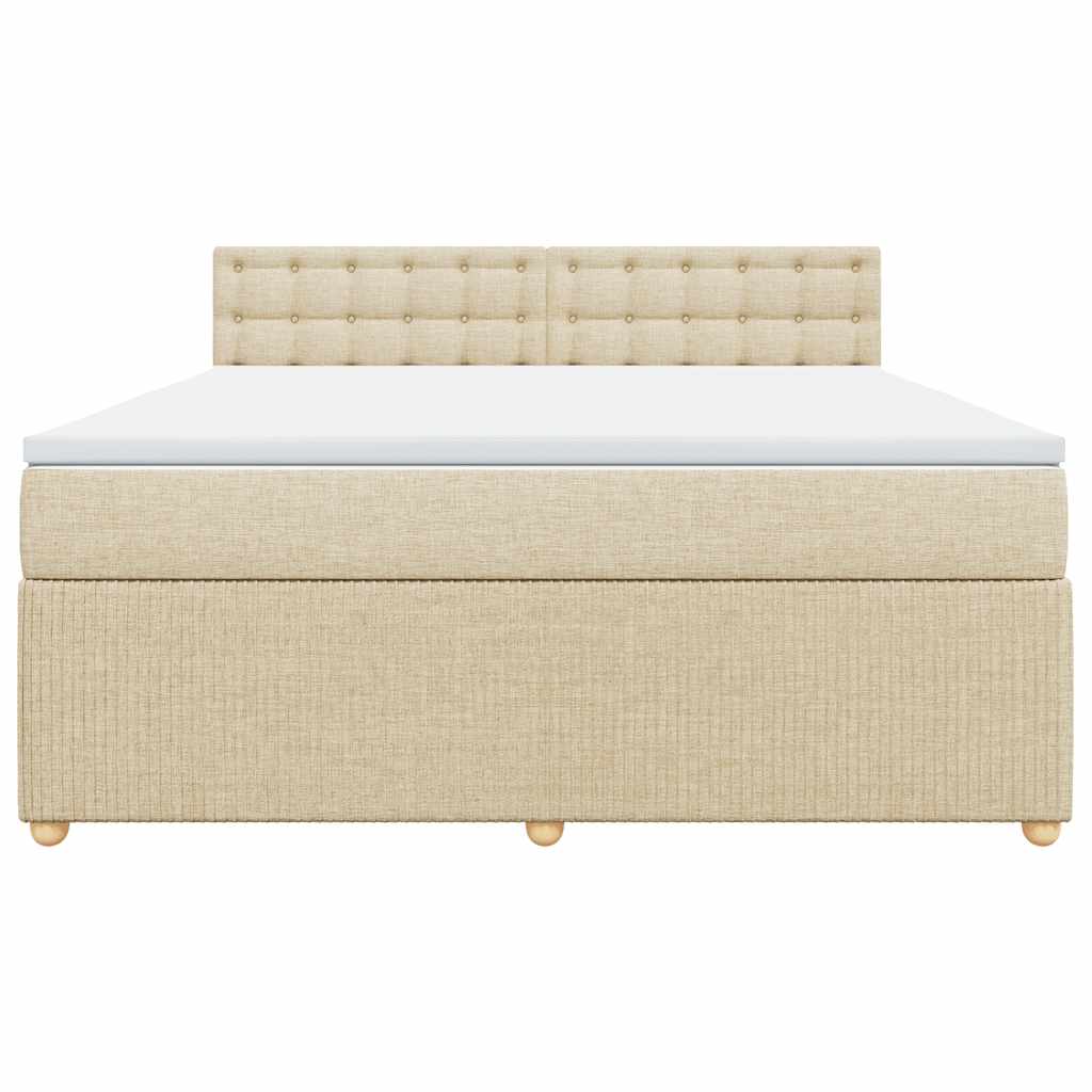 vidaXL Boxspring met matras stof crèmekleurig 180x200 cm, foto 4