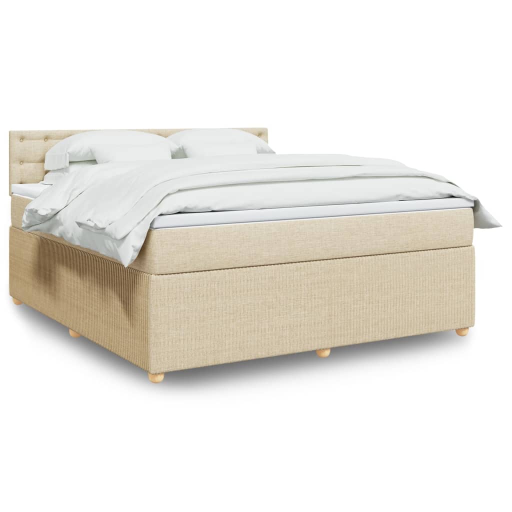 Boxspringbett mit Matratze Creme 180×200 cm Stoff