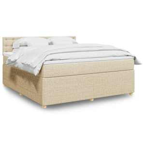 Box spring postel s matrací krémová 180x200 cm textil - obrázek 1