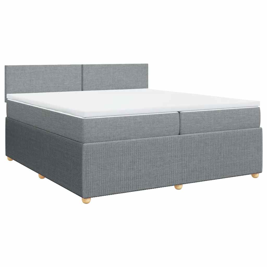 vidaXL Pat box spring cu saltea, gri deschis, 200x200 cm, textil