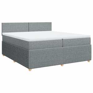 Box spring postel s matrací světle šedá 200 x 200 cm textil - obrázek 2