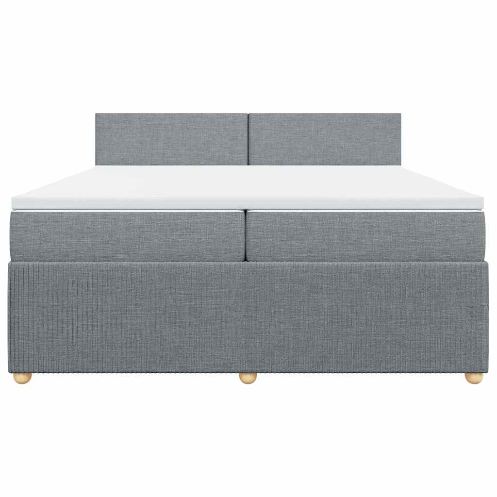 vidaXL Boxspring met matras stof lichtgrijs 200x200 cm grijs, foto 4