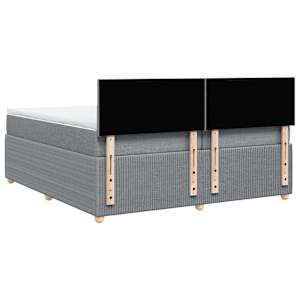 Box spring postel s matrací světle šedá 200 x 200 cm textil - obrázek 6