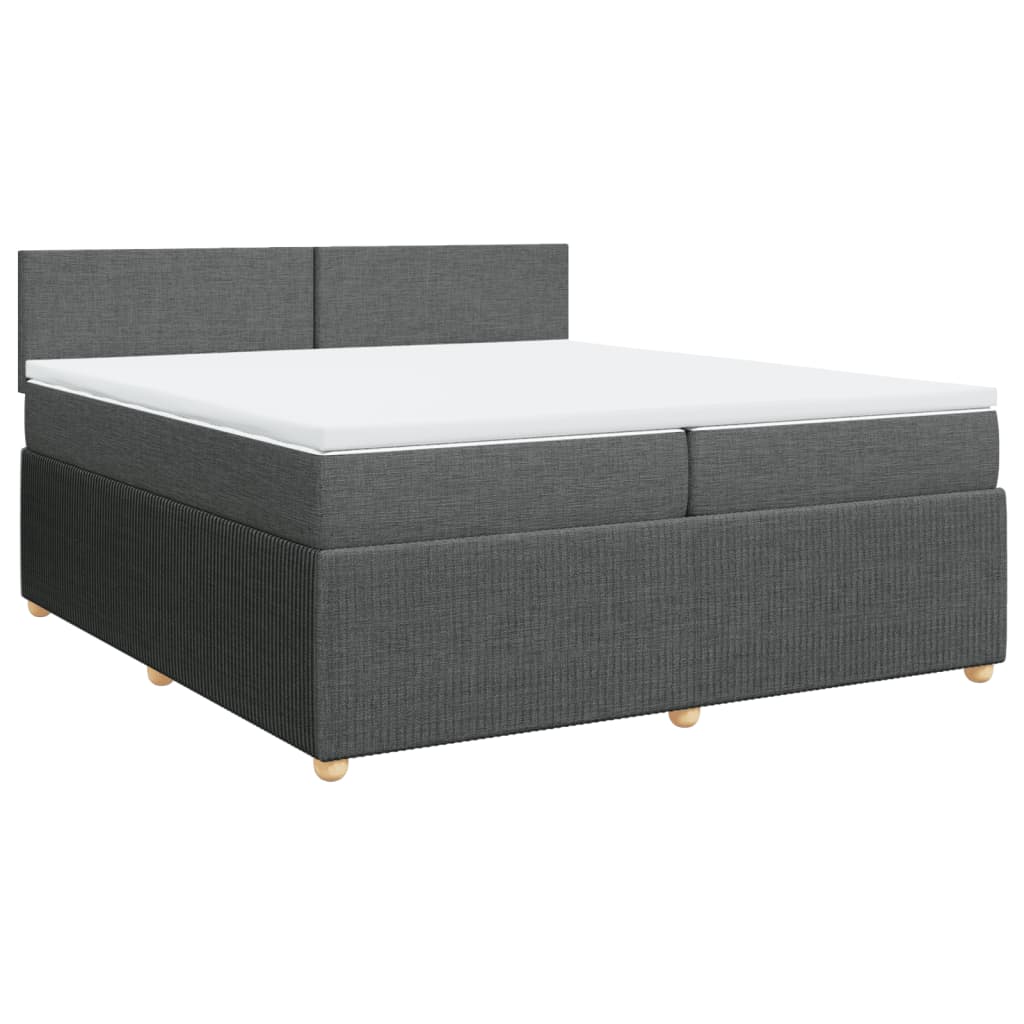 vidaXL Box spring postelja z vzmetnico temno siva 200x200 cm blago