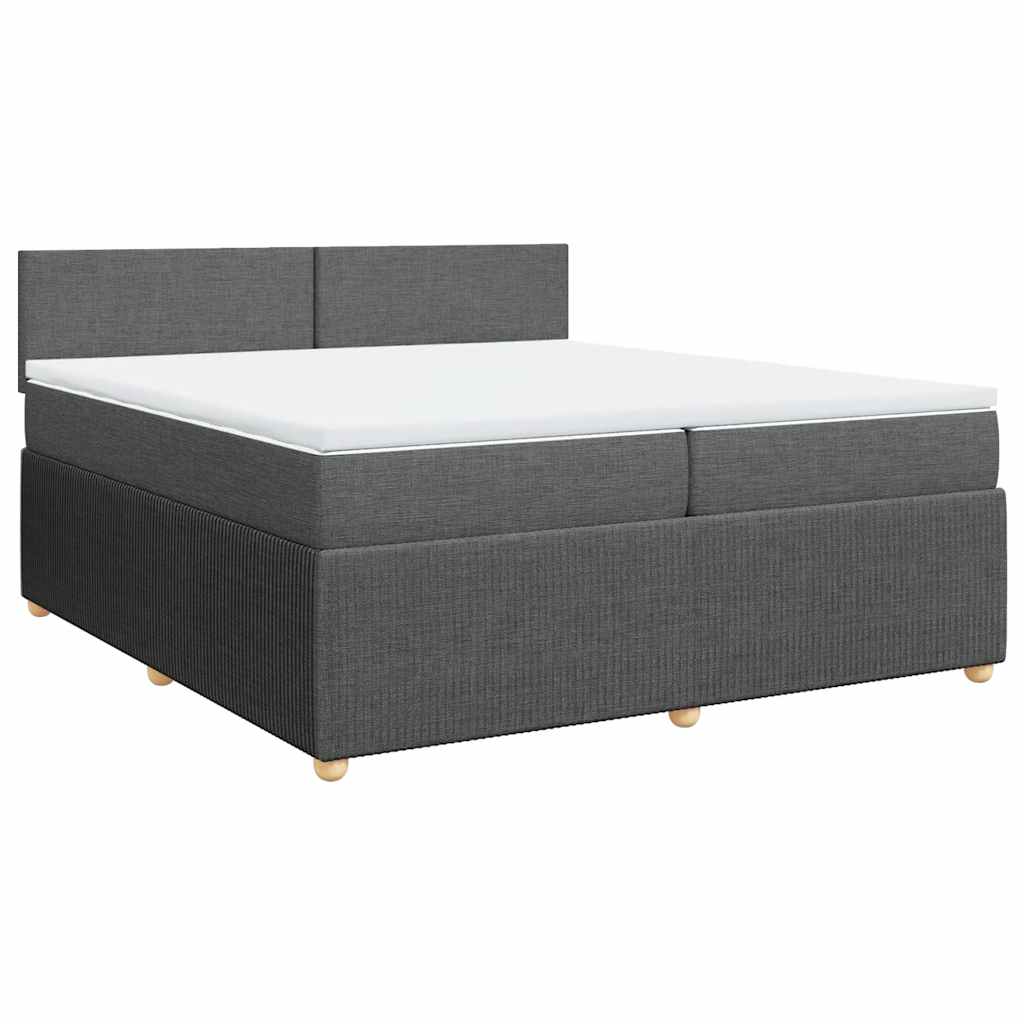 vidaXL Pat box spring cu saltea, gri închis, 200x200 cm, textil