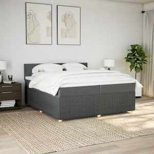 Box spring postel s matrací tmavě šedá 200x200 cm textil - obrázek 3