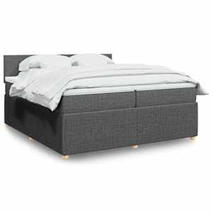 Box spring postelja z vzmetnico temno siva 200x200 cm blago