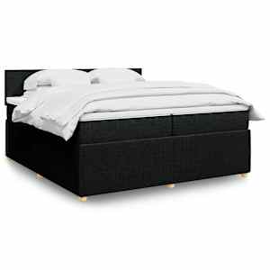 Box spring postel s matrací černá 200x200 cm textil - obrázek 1