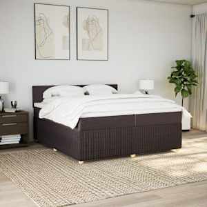 Box spring postel s matrací tmavě hnědá 200x200 cm textil - obrázek 3