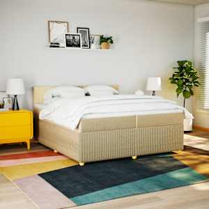 Box spring postel s matrací krémová 200x200 cm textil - obrázek 3