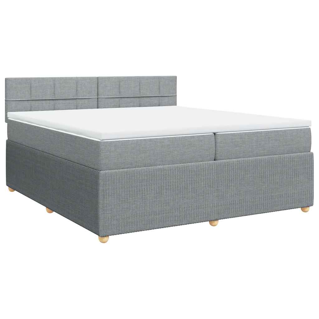 vidaXL Pat box spring cu saltea, gri deschis, 200x200 cm, textil