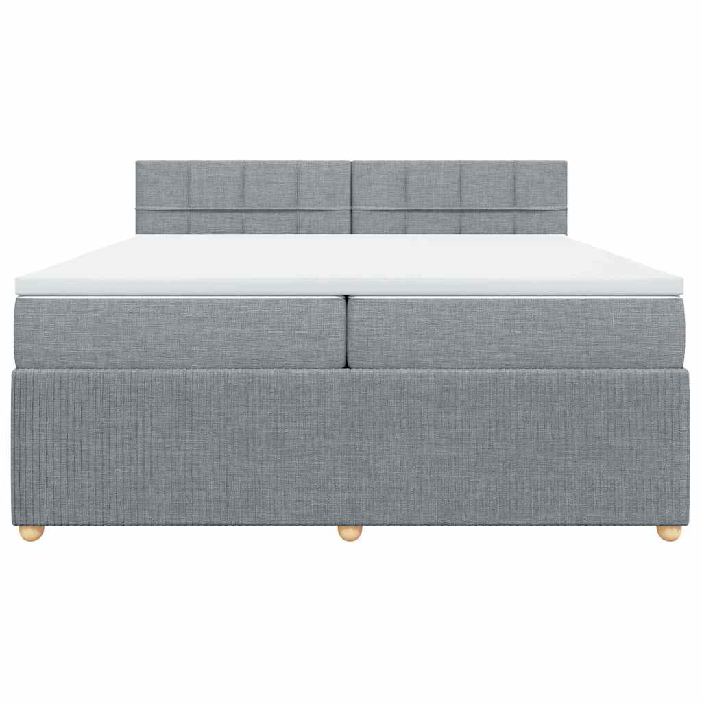 vidaXL Boxspring met matras stof lichtgrijs 200x200 cm grijs, foto 4