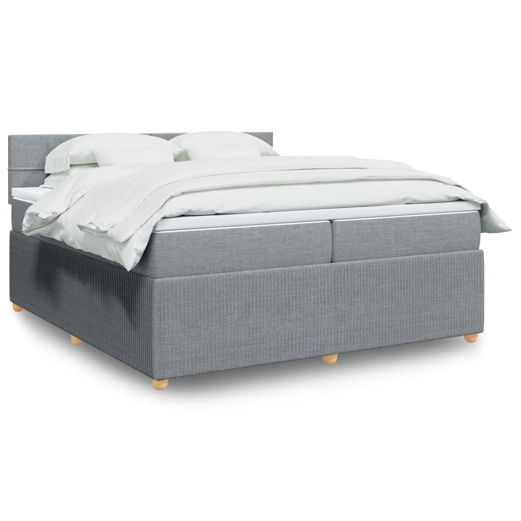 Boxspringbett mit Matratze Hellgrau 200×200 cm Stoff