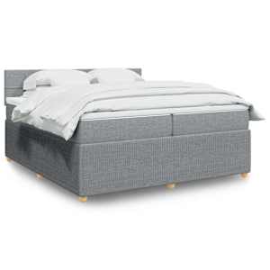 Box spring postel s matrací světle šedá 200 x 200 cm textil - obrázek 1