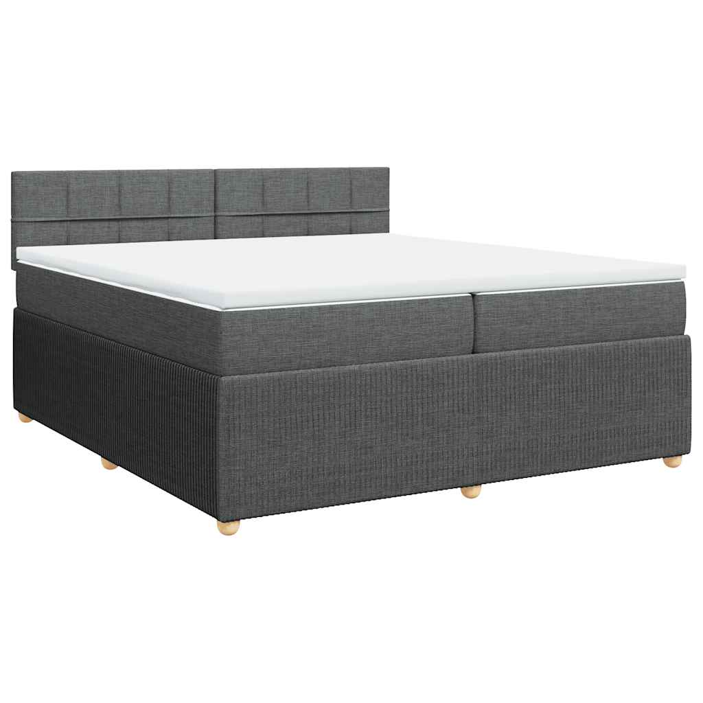 vidaXL Pat box spring cu saltea, gri închis, 200x200 cm, textil